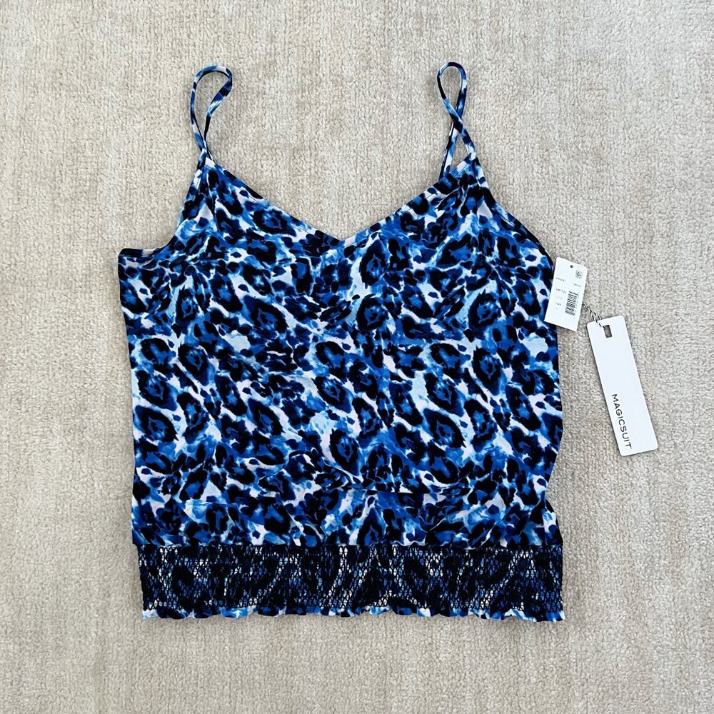 NWT Magicsuit by Miraclesuit Tankini Black Blue Swim Top 12